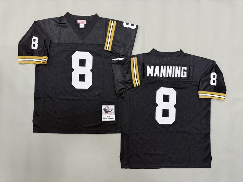 Men 2025 New Orleans Saints #8 Manning black Throwback Limited NFL Jersey style 001->new orleans saints->NFL Jersey